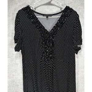 Chris McLaughlin Dress Plus Size 18 Fit and Flare Black Polka Dot V-neck Ruffle